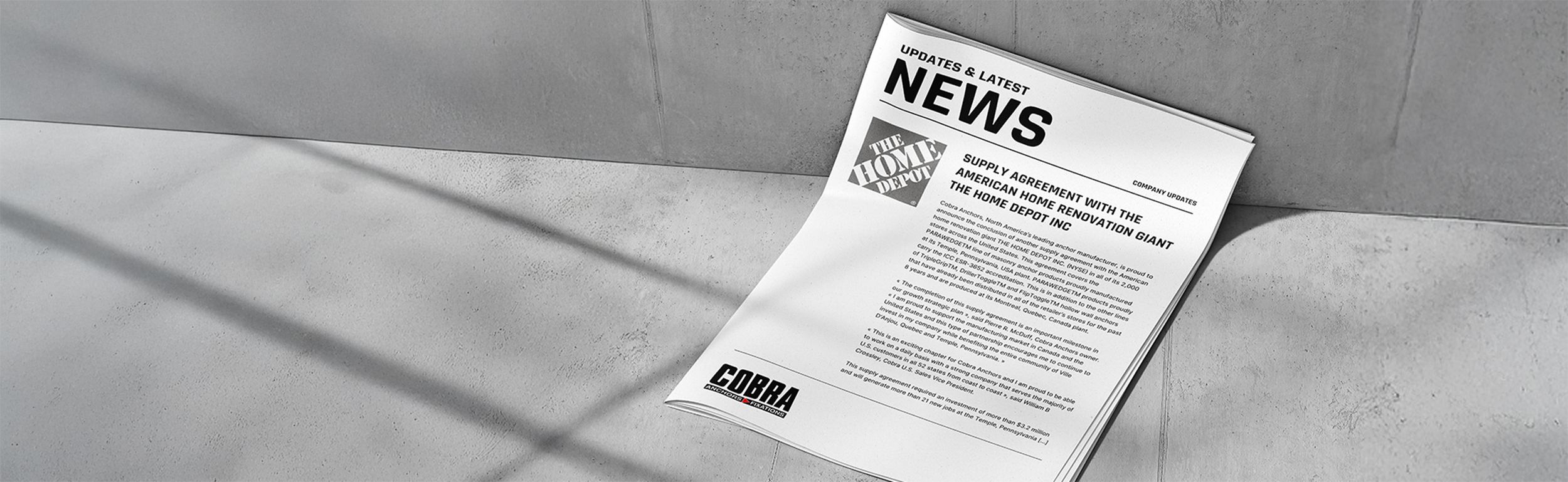 Entente d’approvisionnement avec le géant Américain de la rénovation résidentielle THE HOME DEPOT INC.