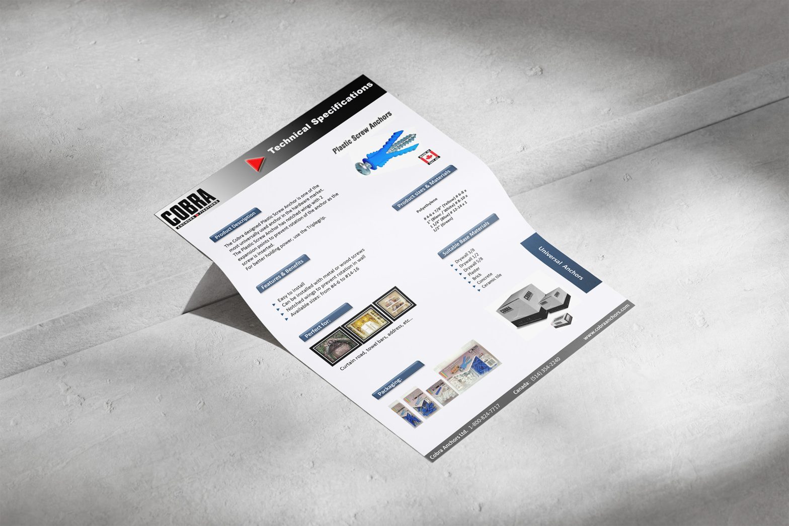 Chevilles en plastique – Spécifications techniques du produit