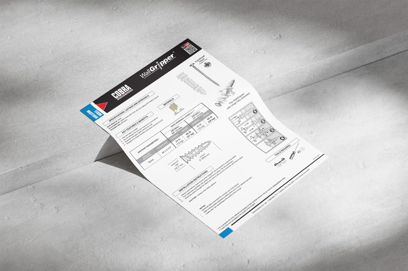 WallGripper – Spécifications techniques du produit